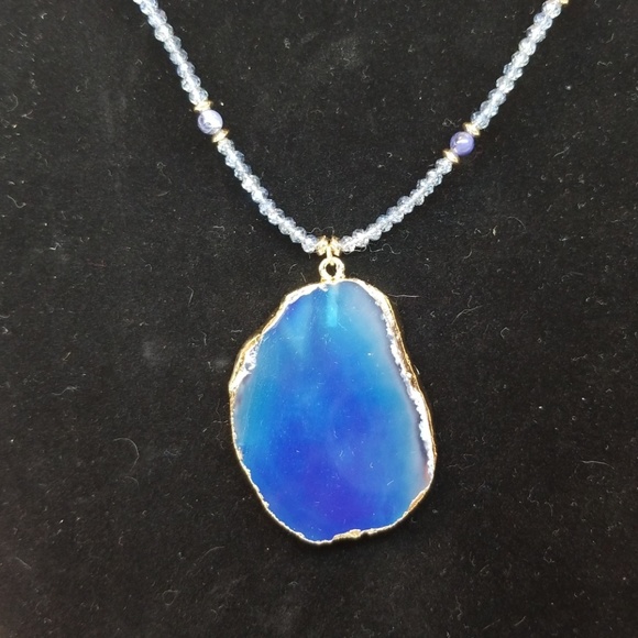 Laura Ford Jewelry - Blue slice stone necklace